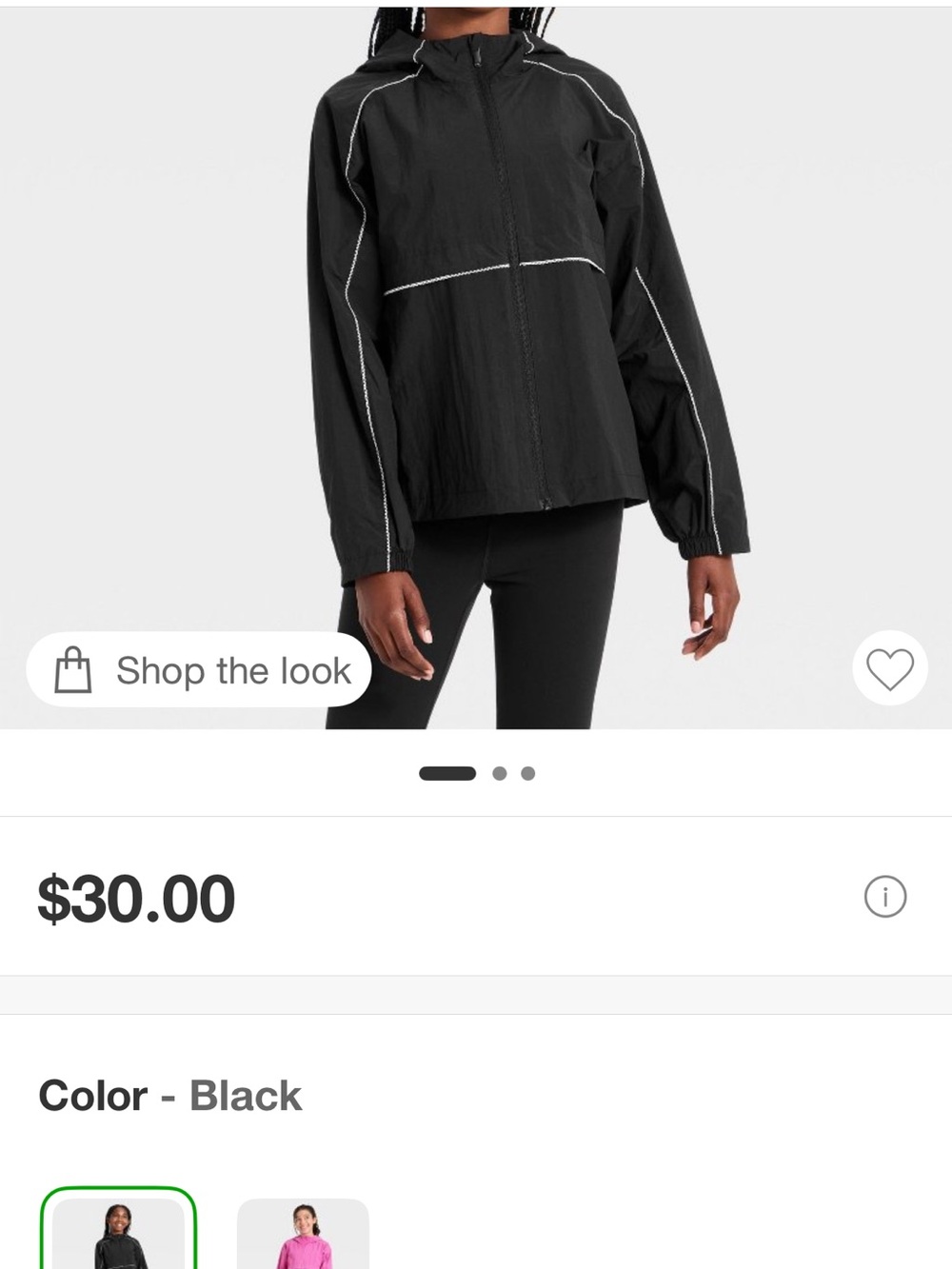 Black Lightweight Hooded Windbreaker Jacket - Girls